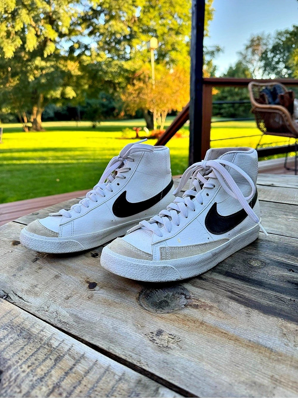 Nike Blazer Mid '77 Vintage White Black Sneakers in White & Black